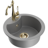 Mexen Diego 1-compartment granite sink with a kitchen mixer tap Carla, Grey - 6512-71-670700-50