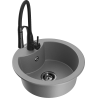 Mexen Diego 1-compartment granite sink with a kitchen mixer tap Aster, Grey - 6512-71-73450-70-B