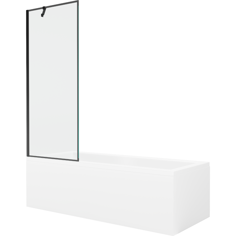 Mexen Cubik 160 x 70 cm rectangular bathtub with panels and a 1-wing screen 70 cm, black pattern - 550316070X9507007070