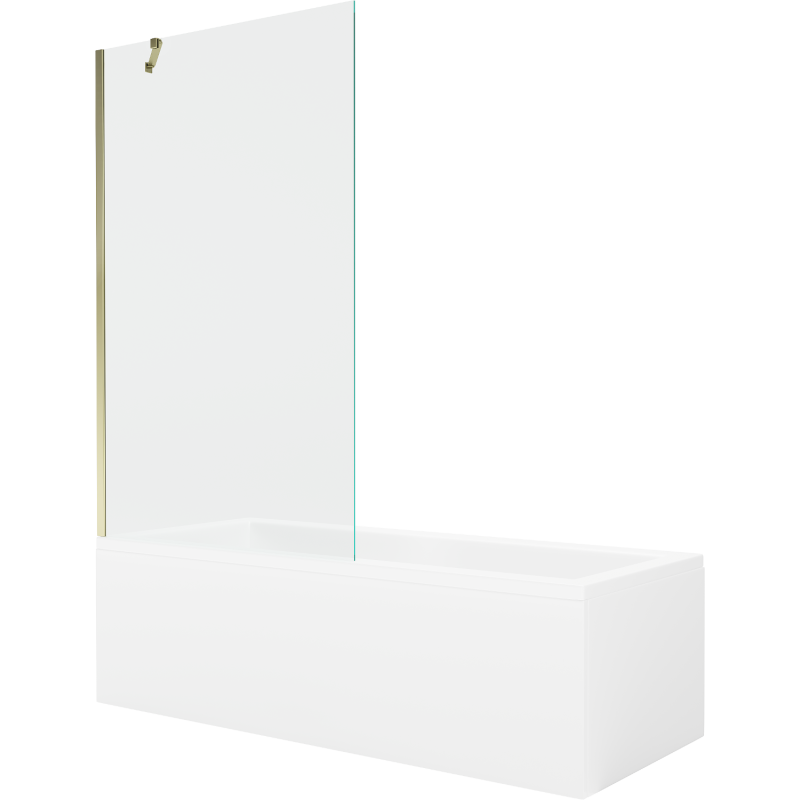 Mexen Cubik 170 x 70 cm rectangular bathtub with panels and a 1-wing screen 100 cm, transparent, gold - 550317070X9510000050