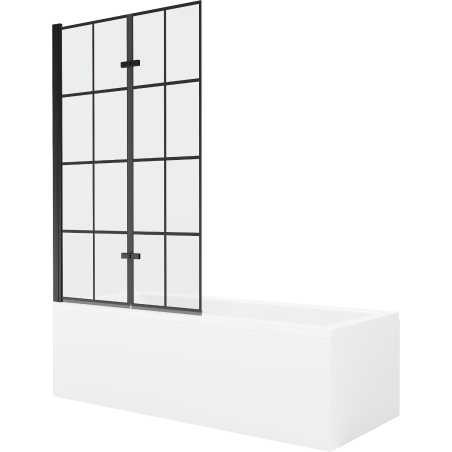 Mexen Cubik 160 x 70 cm rectangular bathtub with panels and a 2-wing screen 100 cm, black pattern - 550316070X9210027077