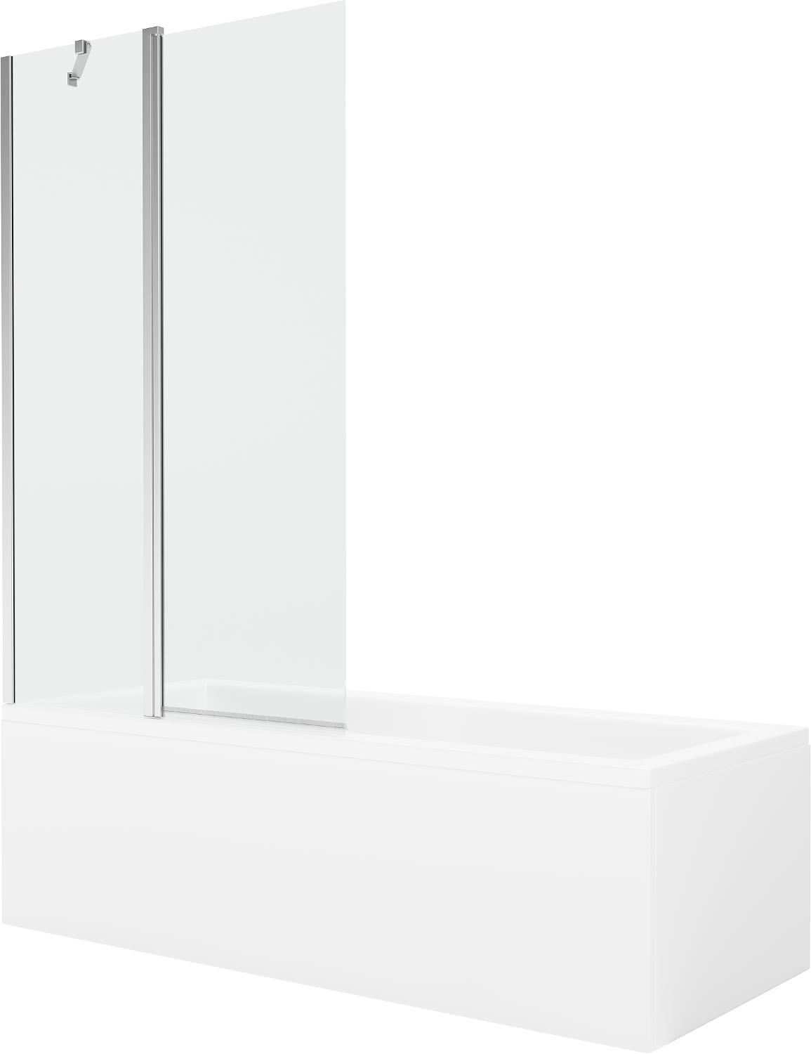 Mexen Cubik 160 x 70 cm rectangular bathtub with panels and a 1-wing screen 100 cm, transparent, chrome - 550316070X9410110100