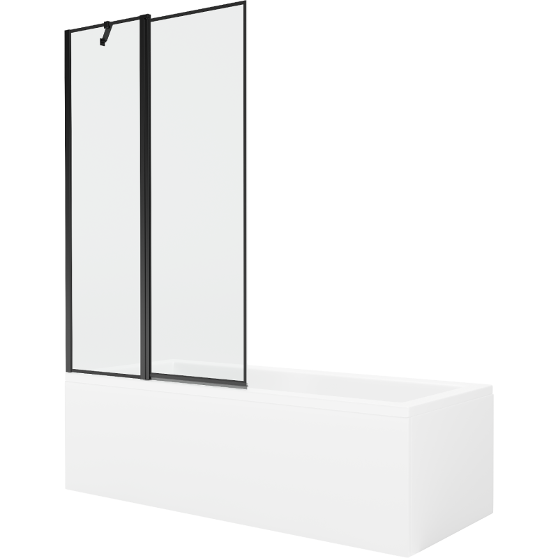 Mexen Cubik 160 x 70 cm rectangular bathtub with panels and a 1-wing screen 100 cm, black pattern - 550316070X9410117070