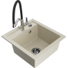 Mexen Vito 1-compartment granite sink with a kitchen mixer tap Duo, Beige - 6503-69-671701-07-B