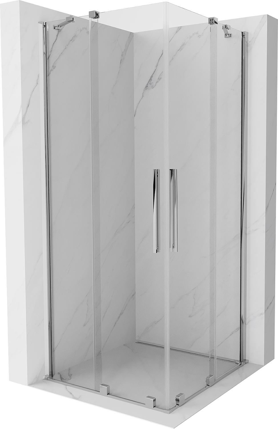 Mexen Velar Duo extendable shower cubicle 100 x 100 cm, transparent, chrome - 871-100-100-02-01