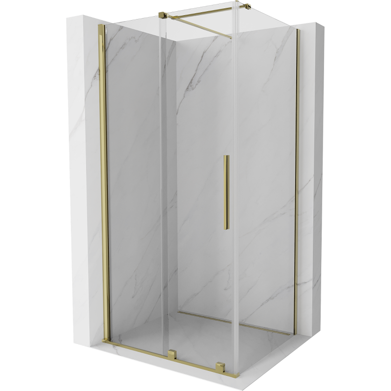 Mexen Velar extendable shower cubicle 120 x 100 cm, transparent, gold - 871-120-100-01-50
