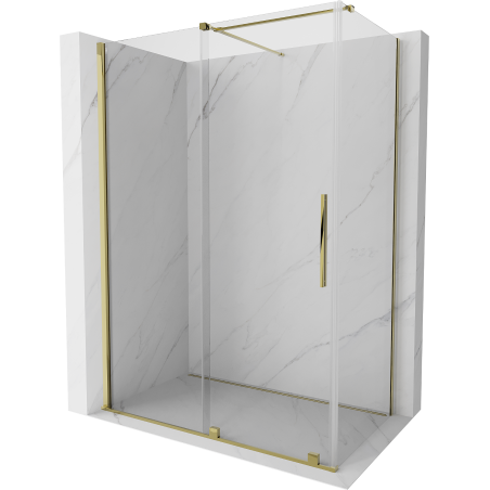 Mexen Velar extendable shower cubicle 140 x 70 cm, transparent, gold - 871-140-070-01-50