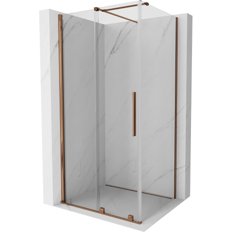 Mexen Velar extendable shower cubicle 100 x 75 cm, transparent, Rose gold - 871-100-075-01-60