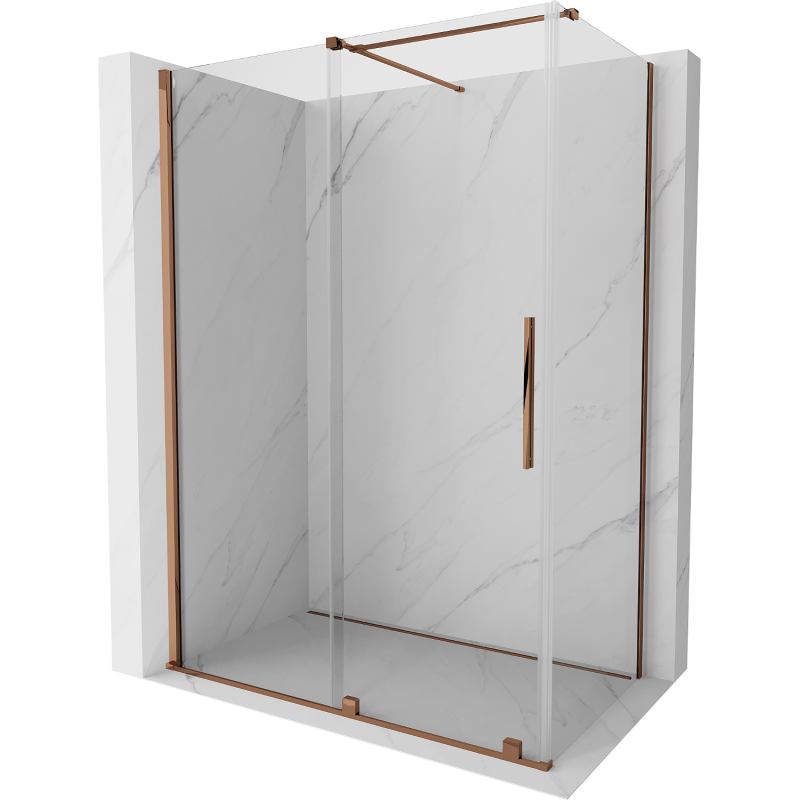 Mexen Velar extendable shower cubicle 140 x 70 cm, transparent, Rose gold - 871-140-070-01-60