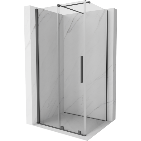 Mexen Velar extendable shower cubicle 130 x 80 cm, transparent, brushed gun gray - 871-130-080-01-66