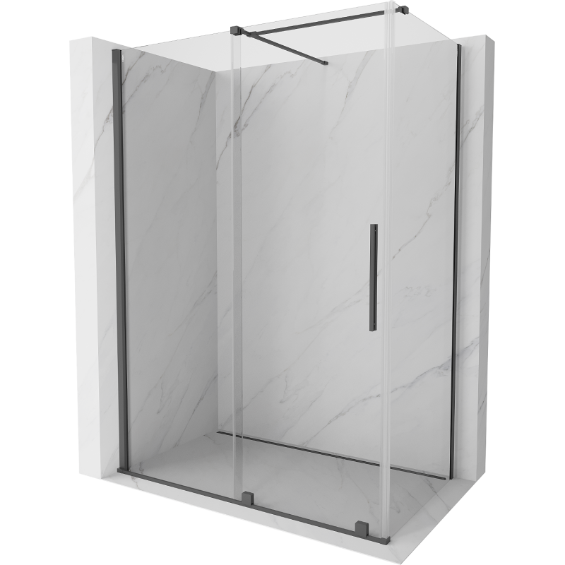 Mexen Velar extendable shower cubicle 140 x 80 cm, transparent, brushed gun gray - 871-140-080-01-66