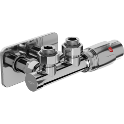 Mexen G00 angle thermostatic set with cover S, Duplex, DN50, chrome - W907-900-910-01