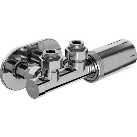 Mexen G05 corner thermostatic set with R cover plate, Duplex, DN50, chrome - W907-958-905-01