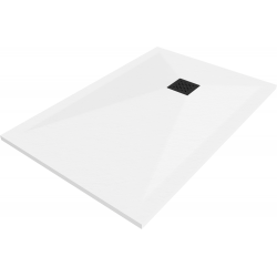 Mexen Stone+ Composite Rectangular Shower Tray 90 x 80 cm, White, Black Cover Plate - 44108090-B