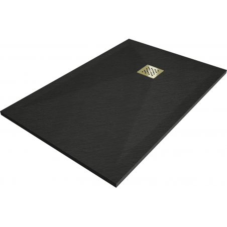 Mexen Stone+ Rectangular Composite Shower Tray 130 x 90 cm, Black, Gold Cover - 44709013-G