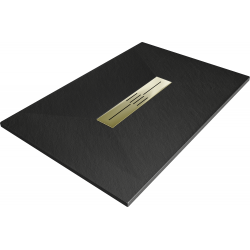 Mexen Toro rectangular shower tray SMC 140 x 80 cm, black, gold cover - 43708014-G