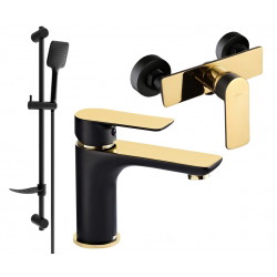 Mexen Alfa DF62 shower set, Black/Gold - 745704DF62-75