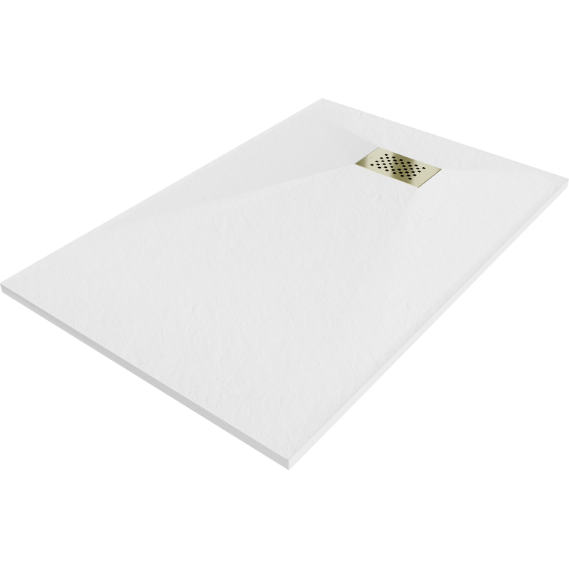 Mexen Hugo rectangular shower tray SMC 120 x 90 cm, white, gold cover - 42109012-G