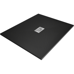 Mexen Hugo Rectangular Shower Tray SMC 110 x 100 cm, Black, Inox Cover - 42701011-X