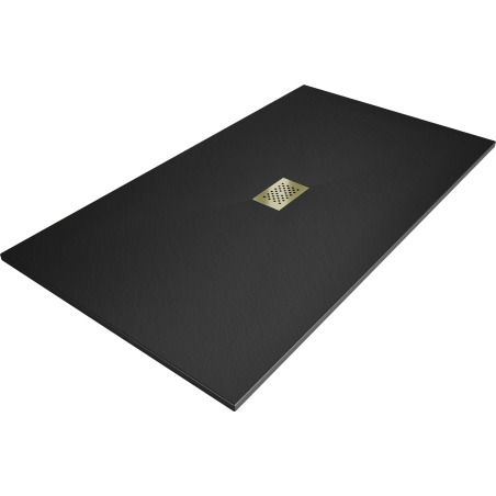 Mexen Hugo rectangular shower tray SMC 150 x 100 cm, black, gold cover
