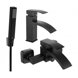 Mexen Libra R77 bathtub set, Black - 745103R77-70