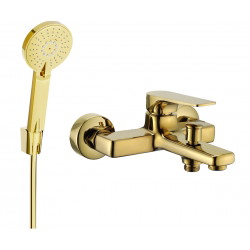 Mexen Lynx R40 bathtub mixer tap with shower head, Gold - 74593R40-50