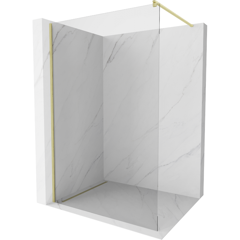 Mexen Kioto Walk-in Shower Wall 105 x 200 cm, transparent 8 mm, brushed gold - 800-105-101-55-00