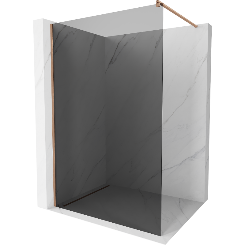 Mexen Kioto Walk-in Shower Wall 140 x 200 cm, graphite 8 mm, brushed copper - 800-140-101-65-40