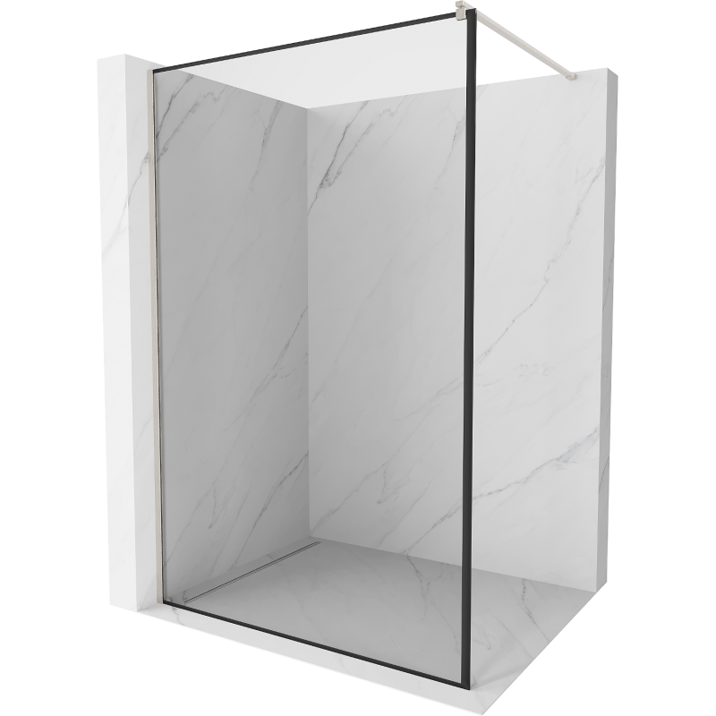 Mexen Kioto Walk-in Shower Screen 150 x 200 cm, Black Pattern 8 mm, Brushed Nickel - 800-150-101-97-70