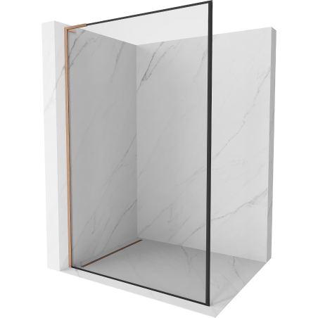 Mexen Kioto L Walk-in Shower Wall 100 x 200 cm, Black Pattern, Brushed Copper - 800-100-103-65-70