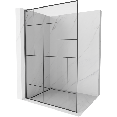 Mexen Kioto L Walk-in Shower Wall 100 x 200 cm, black pattern, gun gray brushed - 800-100-103-66-78