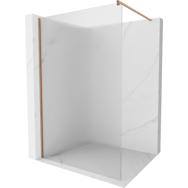 Mexen Kioto Walk-in Shower Wall 130 x 200 cm, Clear Glass 8 mm, Brushed Bronze - 800-130-101-65-09