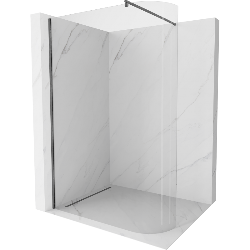 Mexen Kioto Curved Walk-in Shower Wall 90 x 200 cm, Transparent 8 mm, Gun Gray Brushed - 800-090-101-66-06