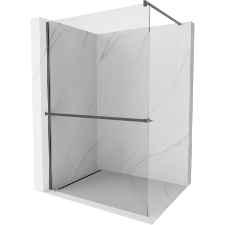 Mexen Kioto+ Walk-in Shower Wall with Shelf 85 x 200 cm, Transparent, Gun Gray Brushed - 800-085-121-66-00