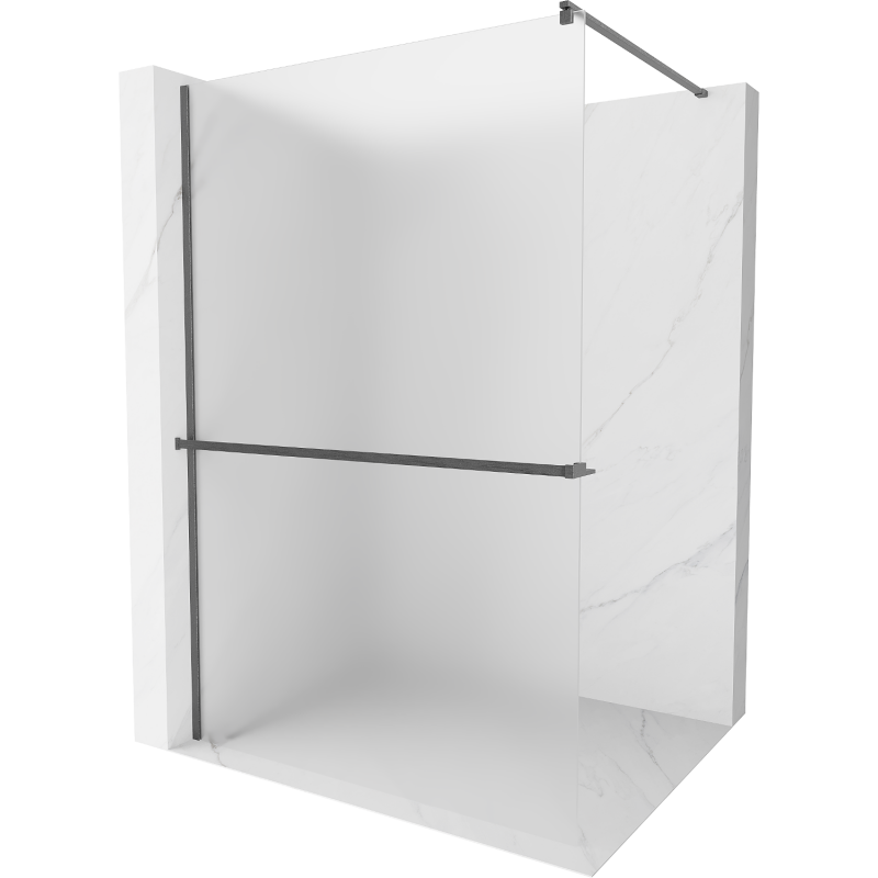 Mexen Kioto+ Walk-in Shower Wall with Shelf 80 x 200 cm, Frosted, Brushed Gun Gray