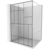 Mexen Kioto+ Shower Wall with Walk-in Shelf 120 x 200 cm, Black Pattern, Brushed Nickel - 800-120-121-97-78