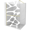 Mexen Kioto+ Walk-in Shower Wall with Shelf 80 x 200 cm, White Pattern, Brushed Gold - 800-080-121-55-97