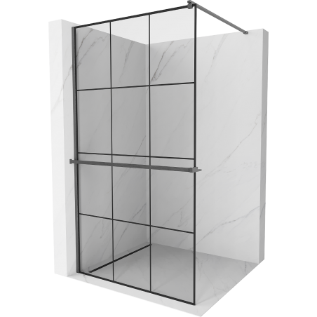 Mexen Kioto+ Shower Screen with Shelf Walk-in 100 x 200 cm, Black Pattern, Gun Gray Brushed
