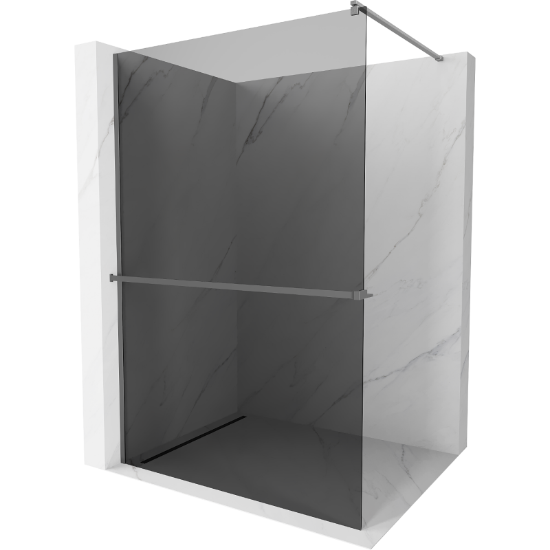Mexen Kioto+ Walk-in Shower Wall with Shelf 80 x 200 cm, Graphite, Gun Metal - 800-080-121-95-40