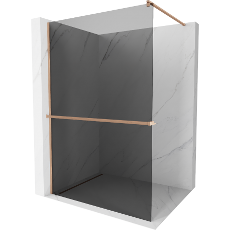 Mexen Kioto+ Walk-in Shower Wall with Shelf 120 x 200 cm, Graphite, Brushed Copper