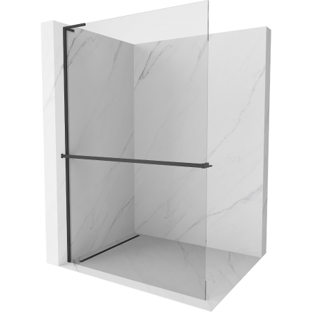 Mexen Kioto+ L Walk-in Shower Wall with Shelf 100 x 200 cm, transparent, black - 800-100-123-70-00