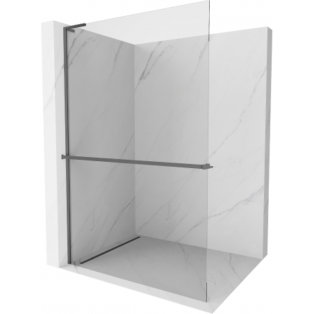 Mexen Kioto+ L Shower Wall with Walk-in Shelf 65 x 200 cm, Transparent, Gun Metal - 800-065-123-95-00