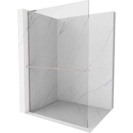 Mexen Kioto+ L Shower Wall with Walk-in Shelf 95 x 200 cm, Transparent, Brushed Nickel - 800-095-123-97-00
