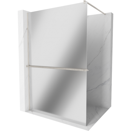 Mexen Kioto+ Walk-in Shower Wall with Shelf 140 x 200 cm, Mirror, Brushed Nickel - 800-140-121-97-50