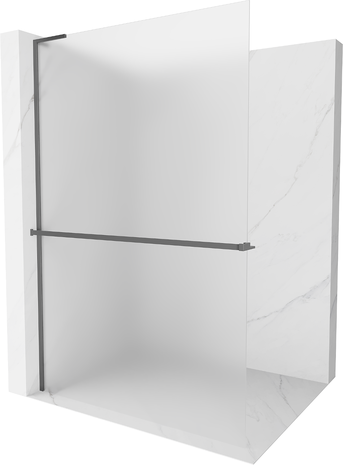 Mexen Kioto+ L Walk-in Shower Wall with Shelf 110 x 200 cm, Frosted, Gun Metal - 800-110-123-95-30