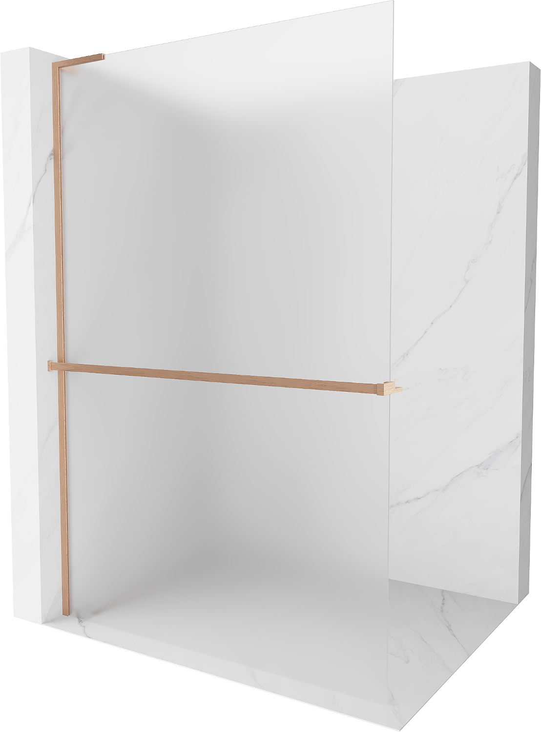 Mexen Kioto+ L Walk-in Shower Wall with Shelf 80 x 200 cm, Frosted Glass, Brushed Copper - 800-080-123-65-30