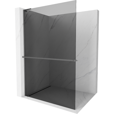 Mexen Kioto+ L Walk-in Shower Wall with Shelf 90 x 200 cm, Graphite, Gun Metal - 800-090-123-95-40