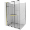 Mexen Kioto+ L Walk-in Shower Wall with Shelf 90 x 200 cm, Black Pattern, Brushed Gold - 800-090-123-55-78
