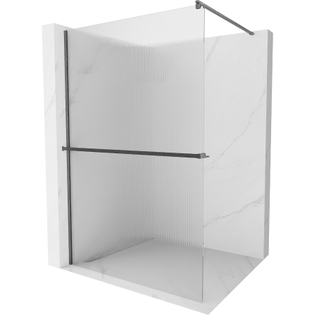 Mexen Kioto+ Walk-in Shower Wall with Shelf 130 x 200 cm, Matt, Gun Gray Brushed - 800-130-121-66-09