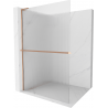 Mexen Kioto+ L Walk-in Shower Wall with Shelf 80 x 200 cm, Matt Black, Brushed Bronze - 800-080-123-65-09